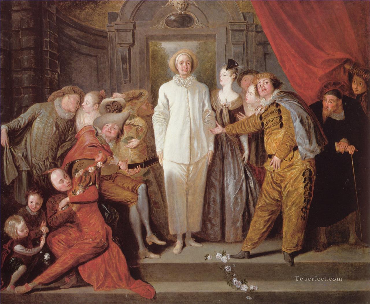 Les Comediens italianos Jean Antoine Watteau clásico rococó Pintura al óleo